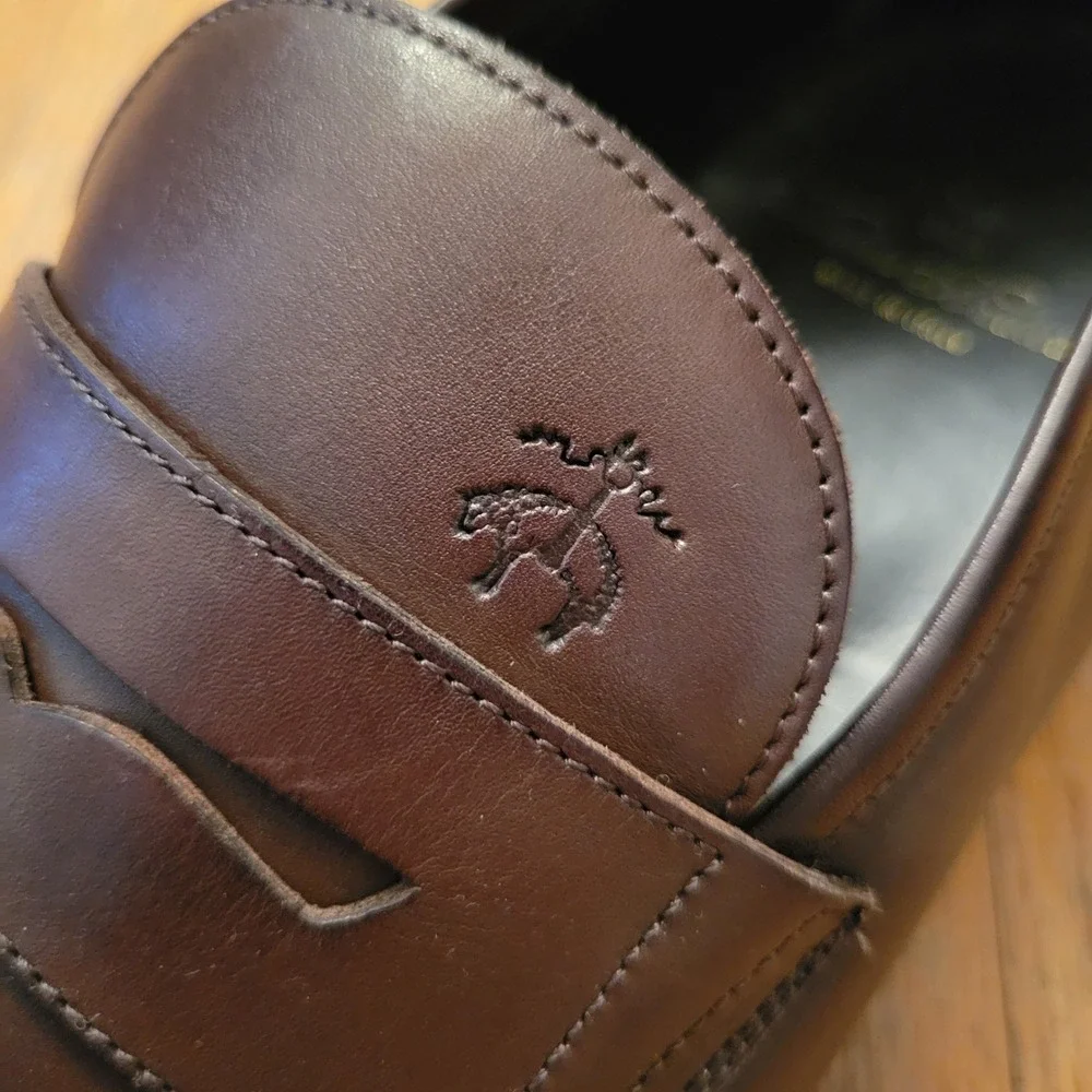 1818 Brooks Brothers 10.5 Penny Loafers Brown Leather Italy Dark Academia Preppy